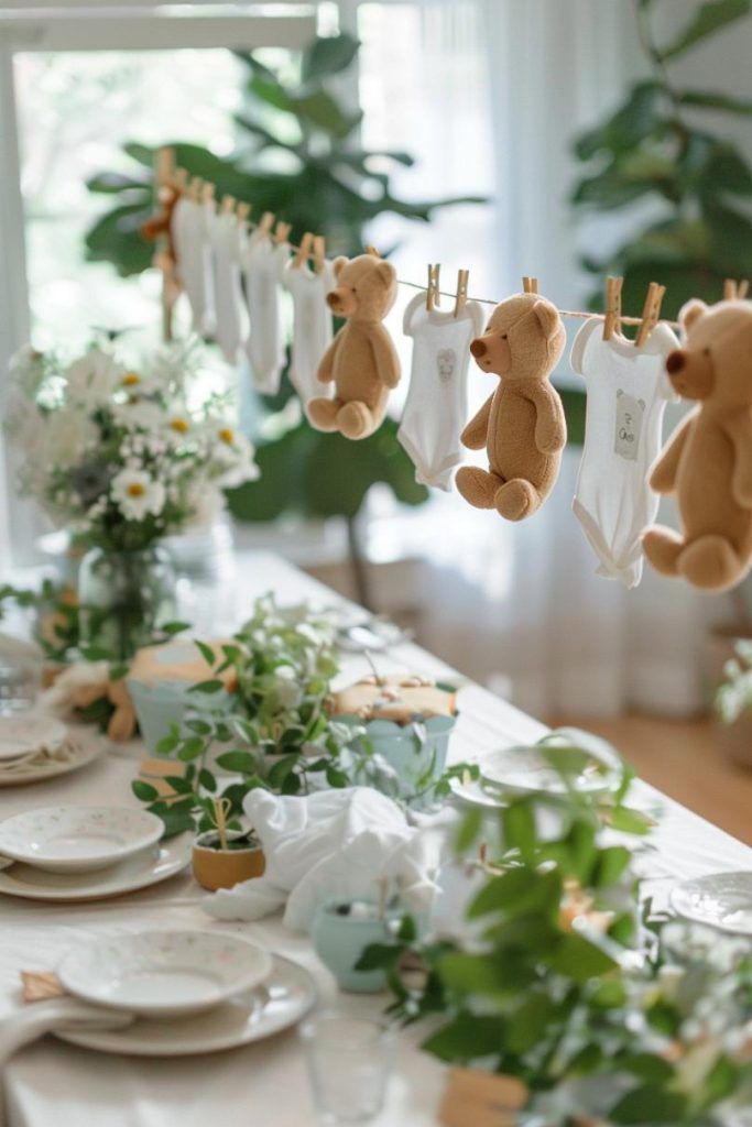 A neutral-toned baby shower celebration