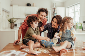 family in kitchen